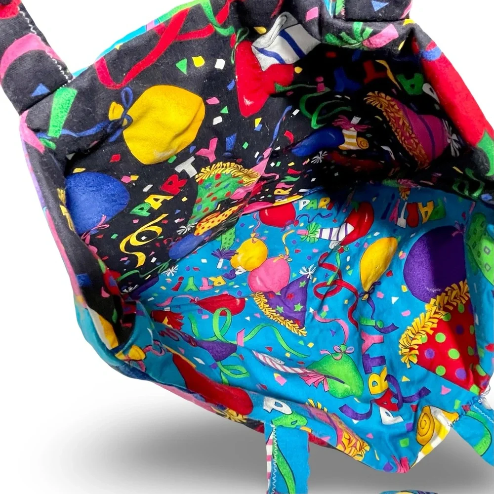 Large Multicolored Handmade Party Themed Tote Bag Reversible